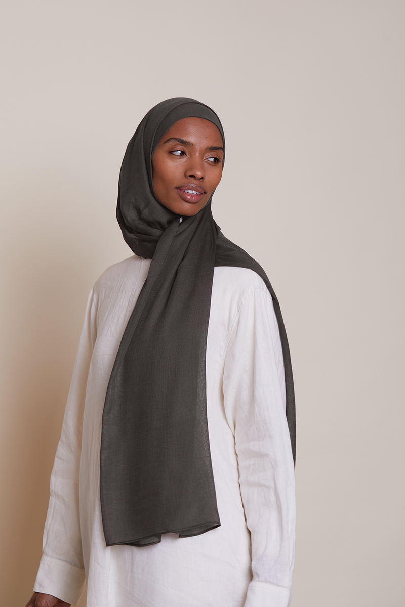 Breathable Modal Hijab - Charcoal Gray