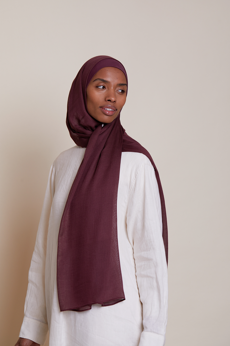 Breathable Modal Hijab - Deep Burgundy