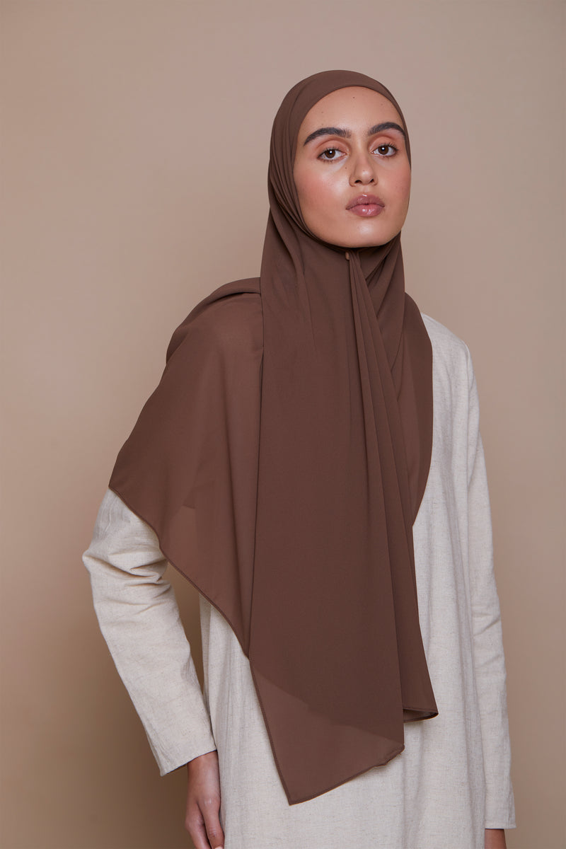 Small Mocha Brown Premium Chiffon Hijab (Non-Slip)