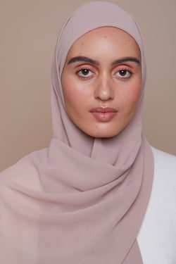 Small Pink Taupe Premium Chiffon Hijab (Non-Slip)