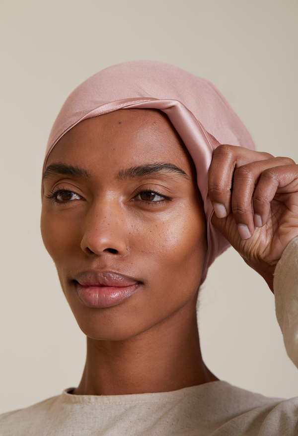 Satin-Lined Tie-Back underscarf (Bamboo) - Pink Taupe