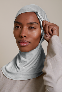 Satin-Lined Full Coverage Underscarf (Bamboo) Light Grey