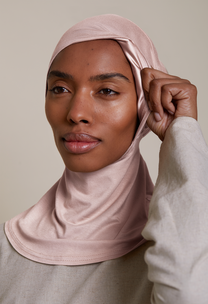 Satin-Lined Full Coverage Underscarf (Bamboo) Pink Taupe