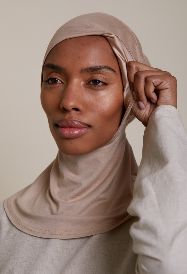 Satin-Lined Full Coverage Underscarf (Bamboo) Light Taupe