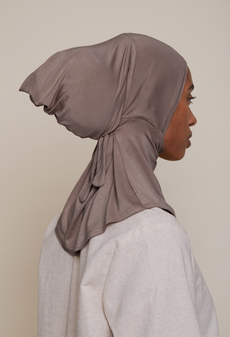 Satin-Lined Full Coverage Underscarf (Bamboo) Earth Grey