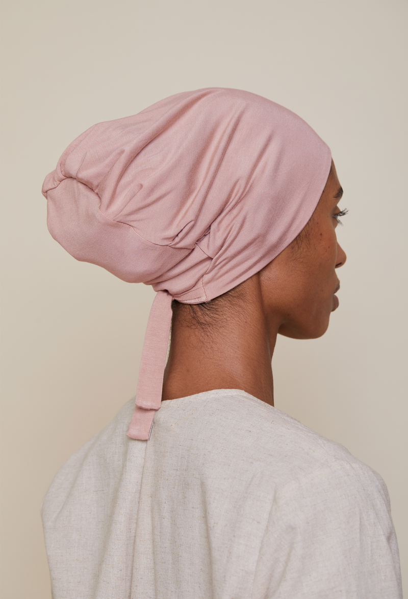 Satin-Lined Tie-Back underscarf (Bamboo) - Pink Taupe