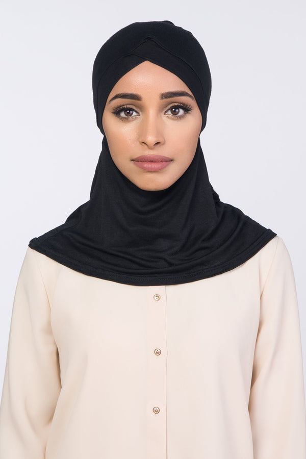 Hijab Underscarf | VOILE CHIC | Black Full Coverage Criss Cross Underscarf