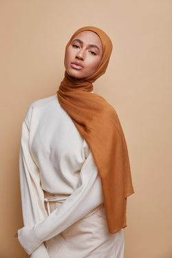 Breathable Modal Hijab - Mustard Bronze