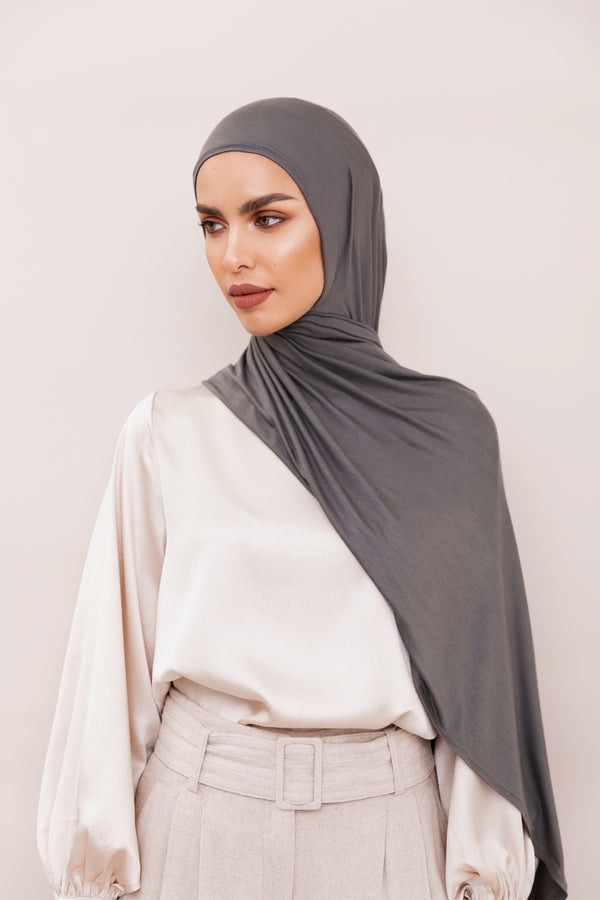 Charcoal Grey Instant Hijab | VOILE CHIC | Slip On Hijab
