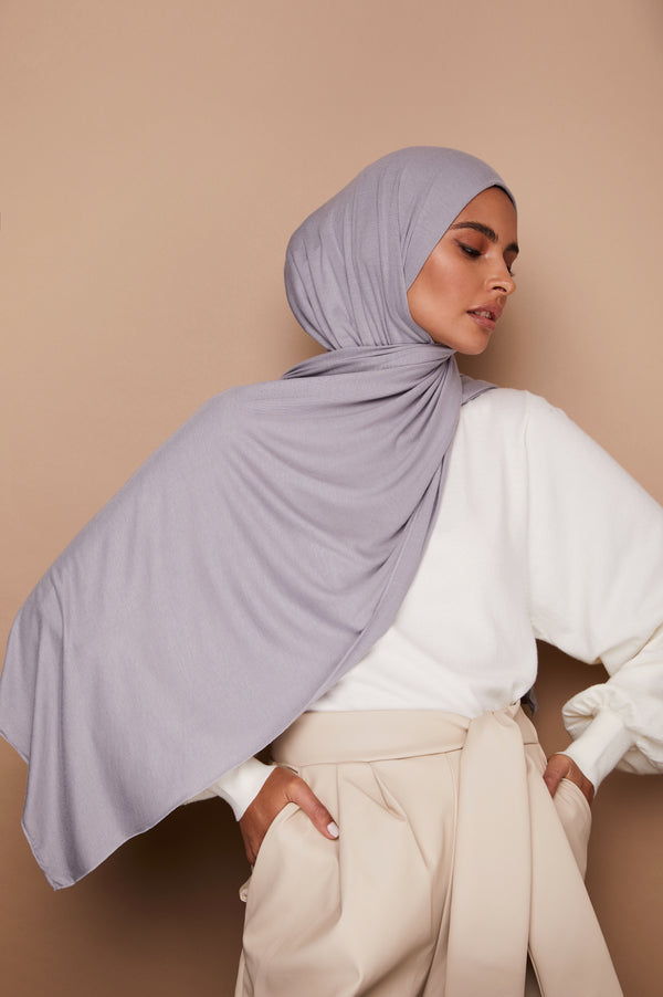 Chic Gray Premium Jersey Hijab | VOILE CHIC | Jersey Hijab