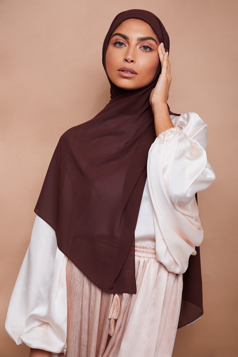 Premium Chiffon Hijab - Coffee Brown