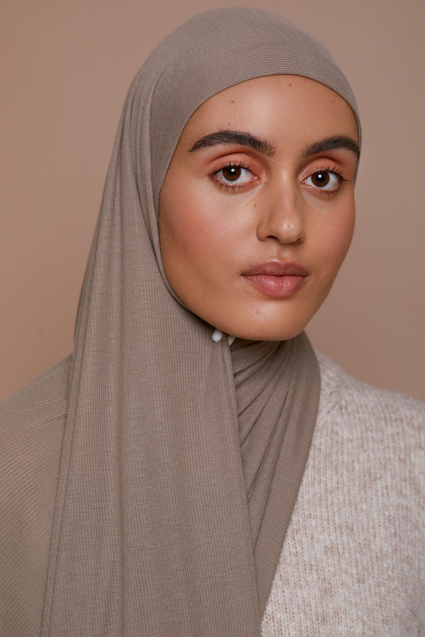 Bamboo Ribbed Jersey Hijab - Desert