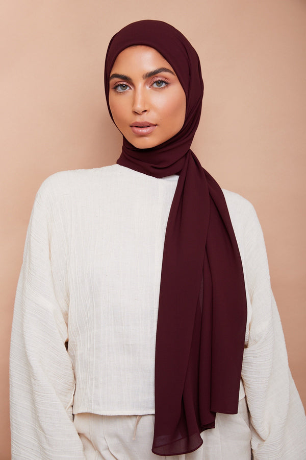 Deep Burgundy Premium Chiffon Hijab | VOILE CHIC | Chiffon Hijab