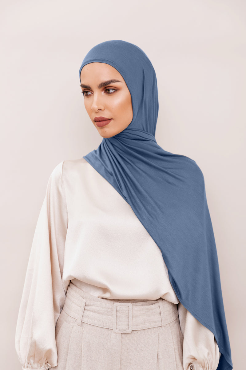 Instant Premium Jersey Hijab - Denim