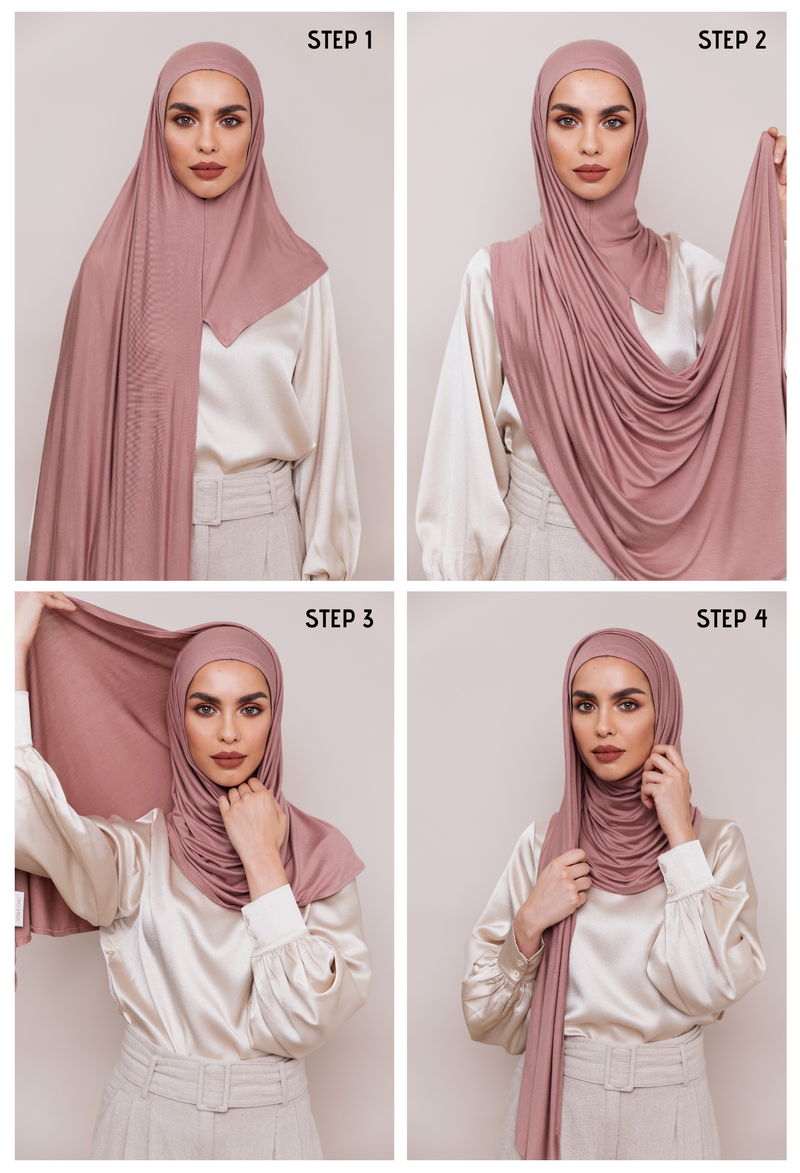Instant Premium Jersey Hijab - Dusty Rose