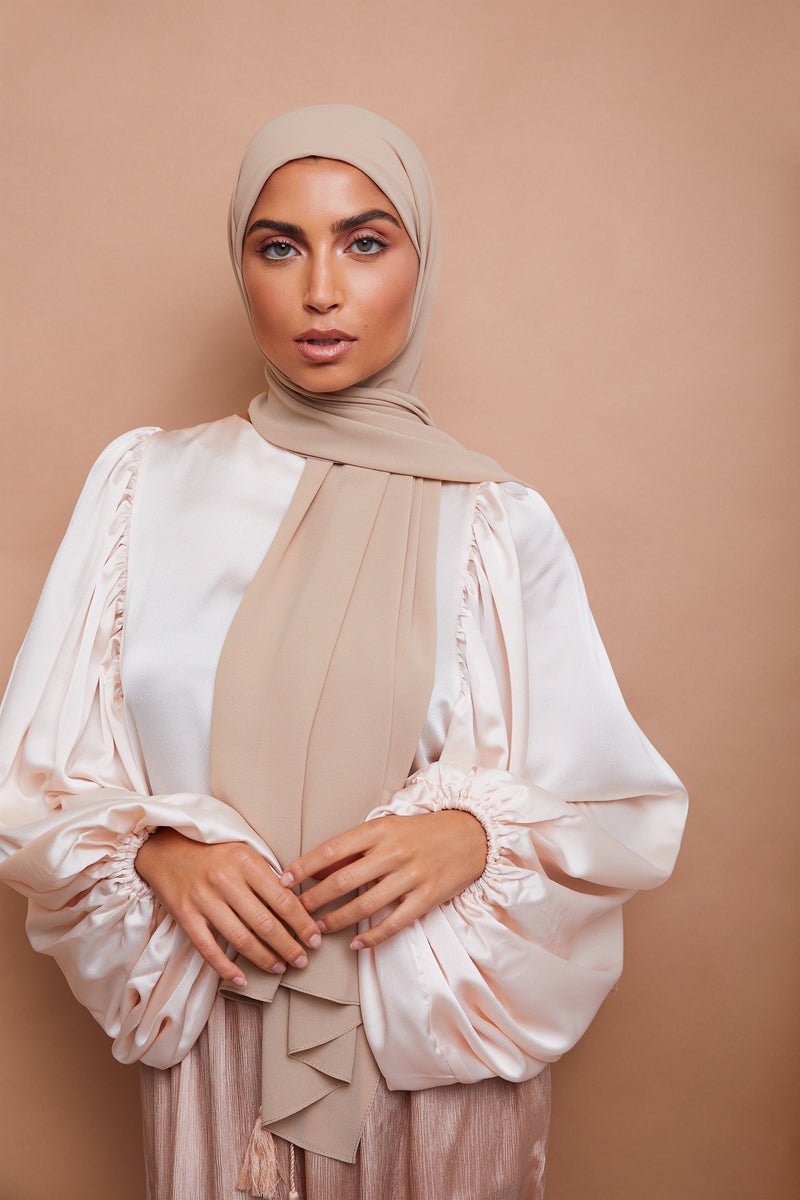 Light Taupe Premium Chiffon Hijab | VOILE CHIC | Chiffon Hijab