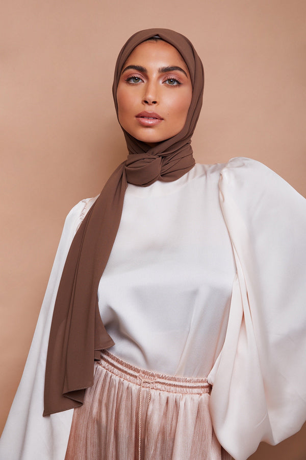 Mocha Brown Premium Chiffon Hijab | VOILE CHIC | Chiffon Hijab