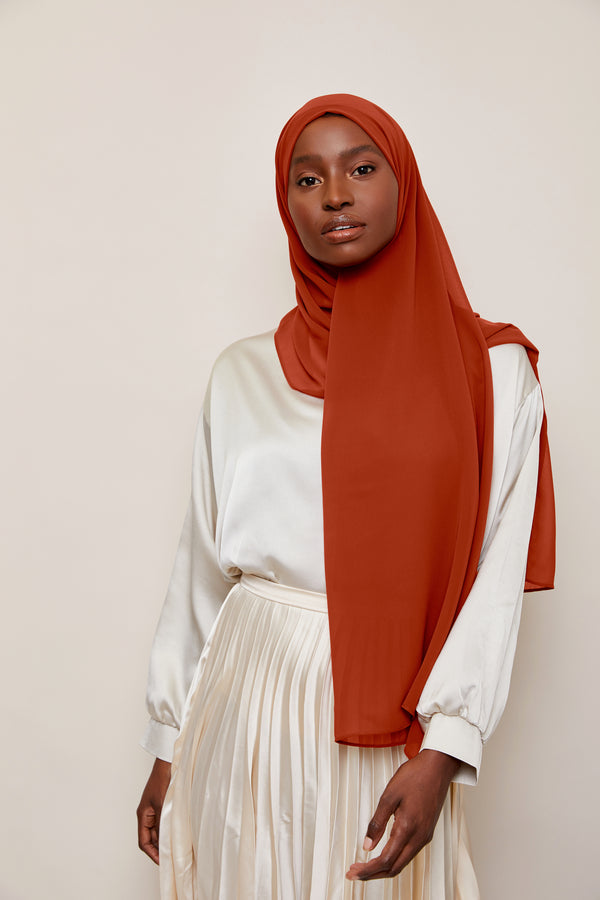 Rust Luxury Chiffon Hijab | VOILE CHIC | Chiffon Hijab