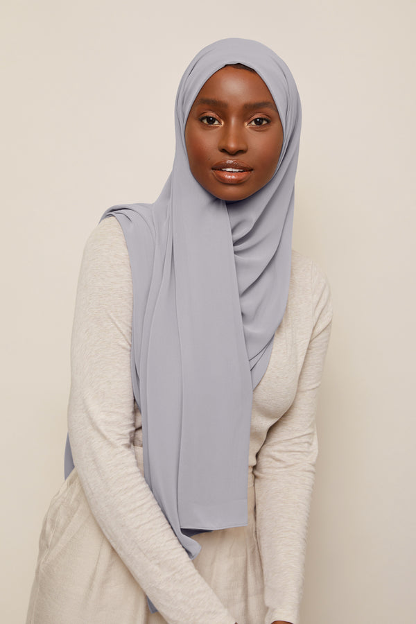 VOILE CHIC | Dove Grey Chiffon Hijab | Luxury Chiffon