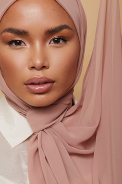 Small Luxury Chiffon Hijab - Taupe Pink