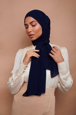 Navy Blue Premium Chiffon Hijab | VOILE CHIC | Chiffon Hijab