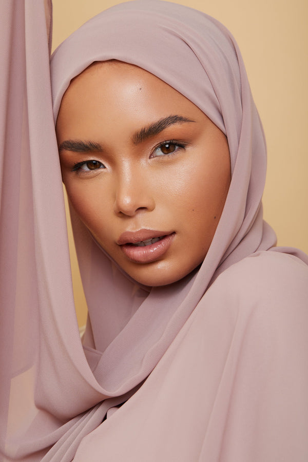 Small Luxury Chiffon Hijab - Bridal Rose