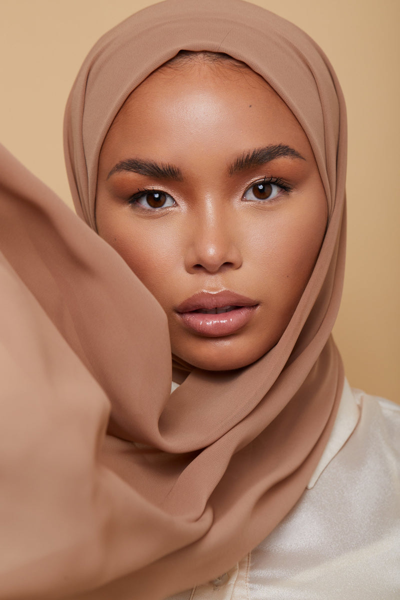 Small Luxury Chiffon Hijab - Light Taupe