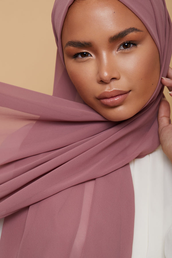 Small Luxury Chiffon Hijab - Dusty Rose