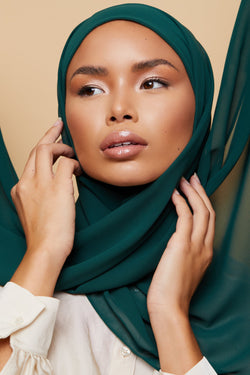 Small Luxury Chiffon Hijab - Forest Green