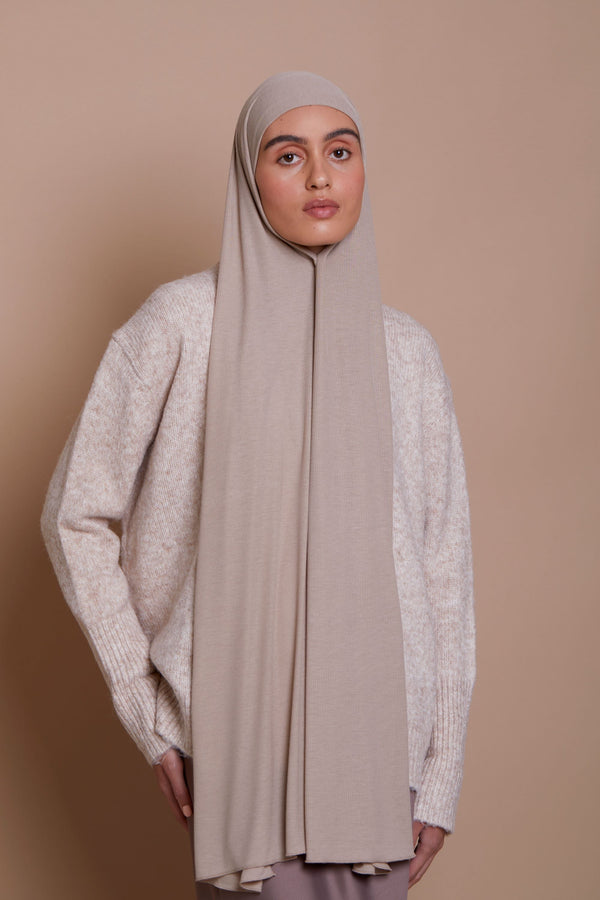 Bamboo Ribbed Jersey Hijab - Vanilla