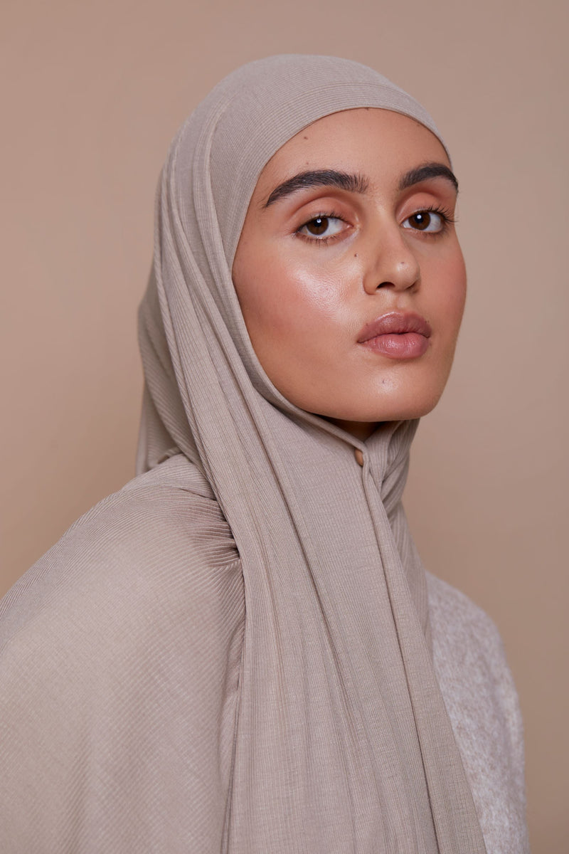 Bamboo Ribbed Jersey Hijab - Vanilla