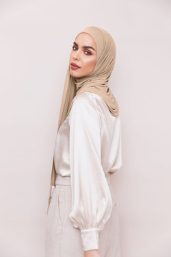 Warm Taupe Instant Hijab | VOILE CHIC | Pre-Sewn Instant 