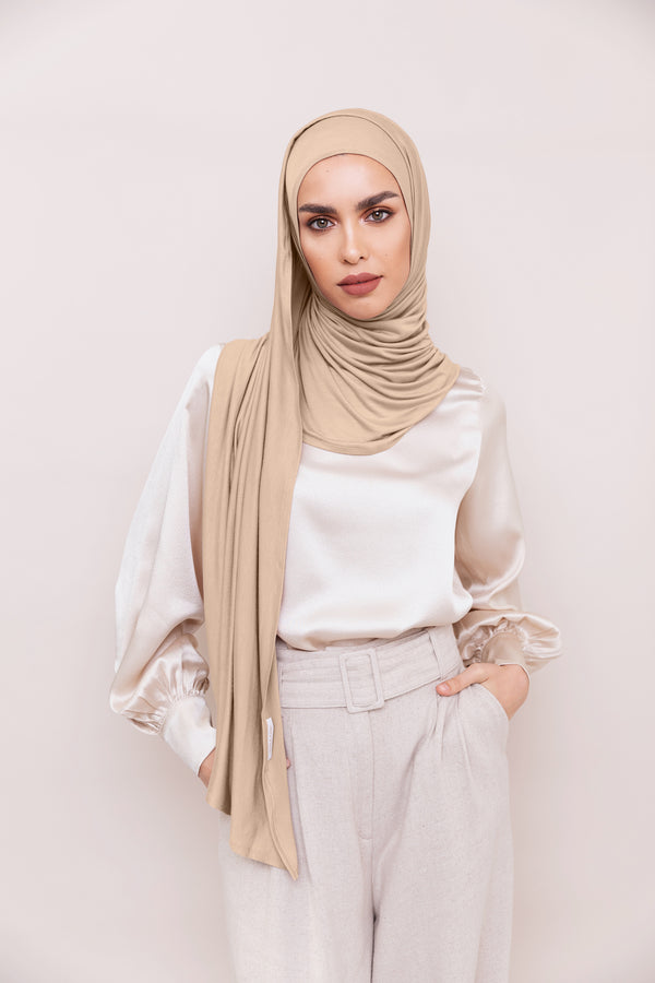 Warm Taupe Instant Hijab | VOILE CHIC | Pre-Sewn Instant 